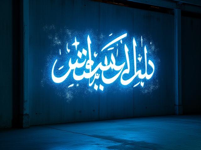 Caligrafía digital proyectada sobre una pared