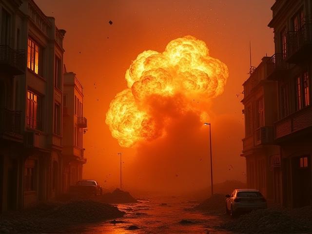 Efecto visual de explosión realista en la ciudad